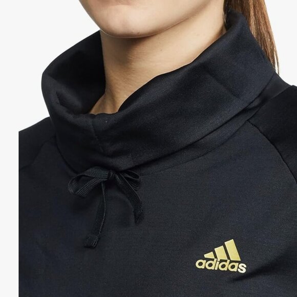 Women's Adidas Aeroready GS8594 Sweat Black/Gold Pullover - Small - Picture 4 of 8